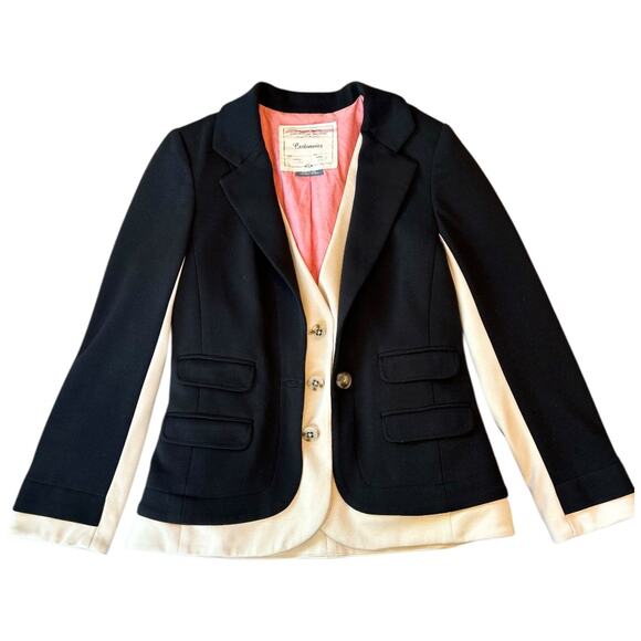 EUC Anthropologie Cartonnier Layered Vest Jacket Blazer Black /Cream Fits size 6 - Picture 1 of 16